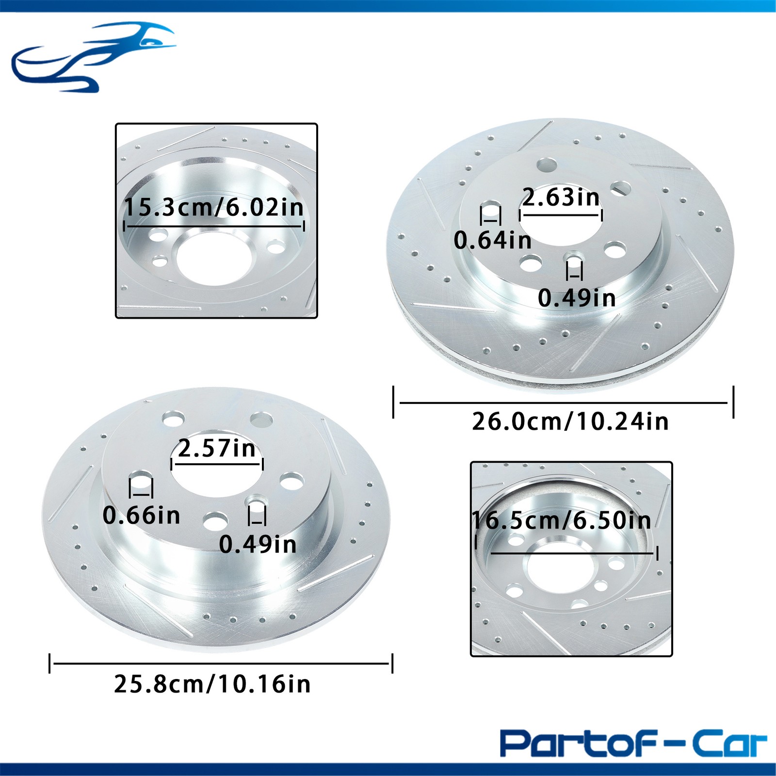 Front & Rear Drilled Brake Rotor & Brake Pads For Mini Cooper F56/F57 2015-16