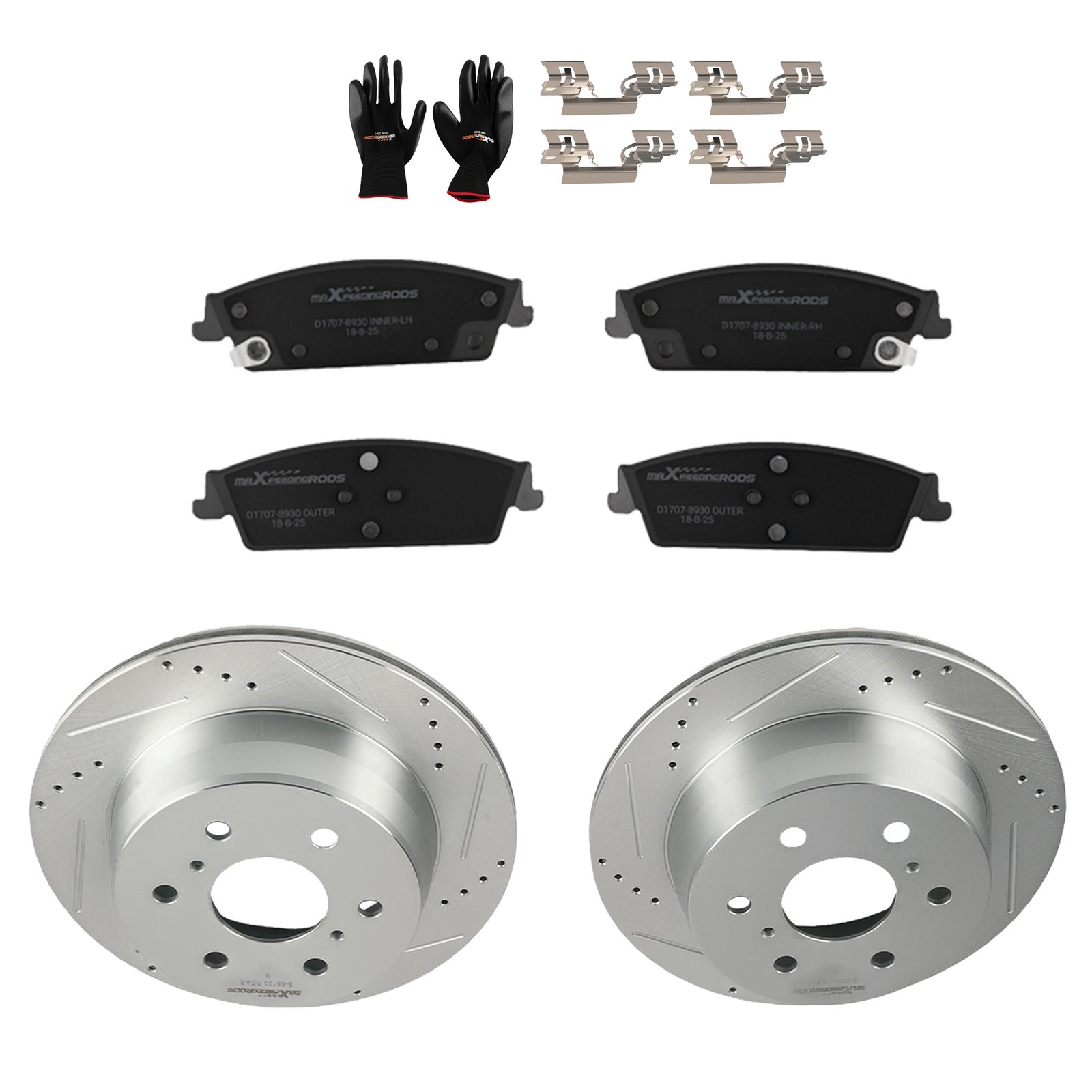 Rear Drilled Brake Rotors+Ceramic Pads for GMC Sierra 1500 2014-2019 S-55133