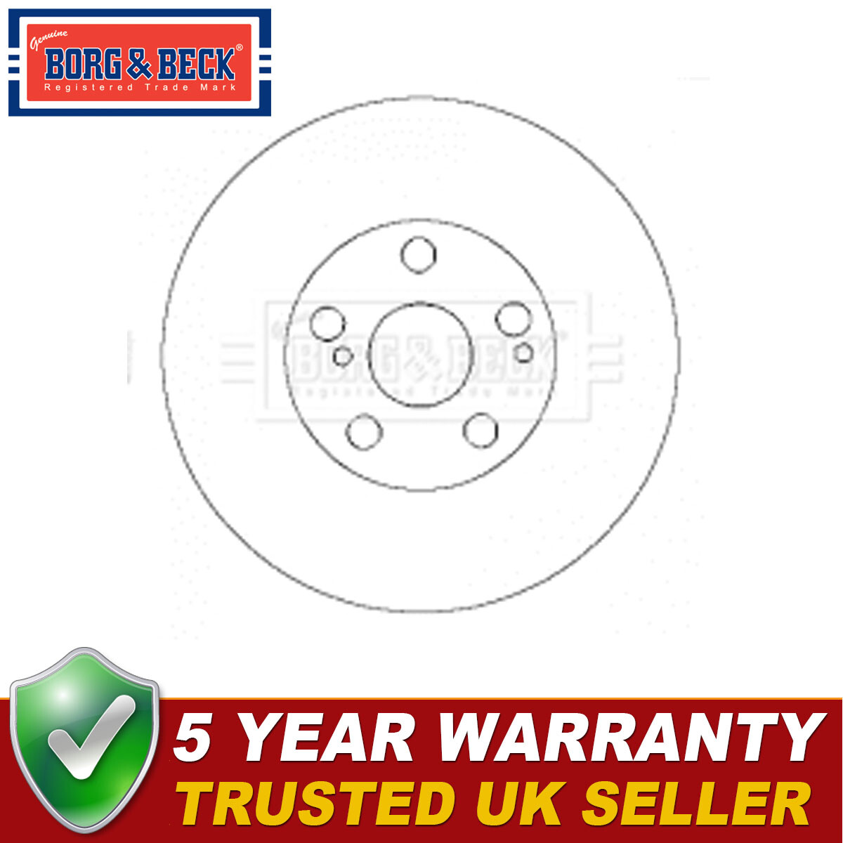 Borg & Beck Front 1x Brake Disc Fits Toyota Avensis 2001-2003 1.6 1.8 2.0 D