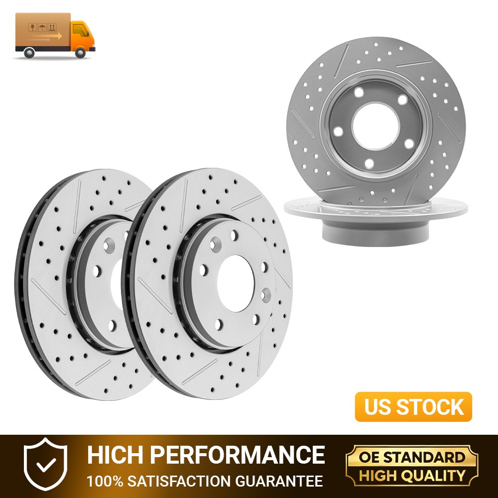 280mm Front & 260mm Rear Drilled Disc Brake Rotors For 2020-2025 Nissan Sentra