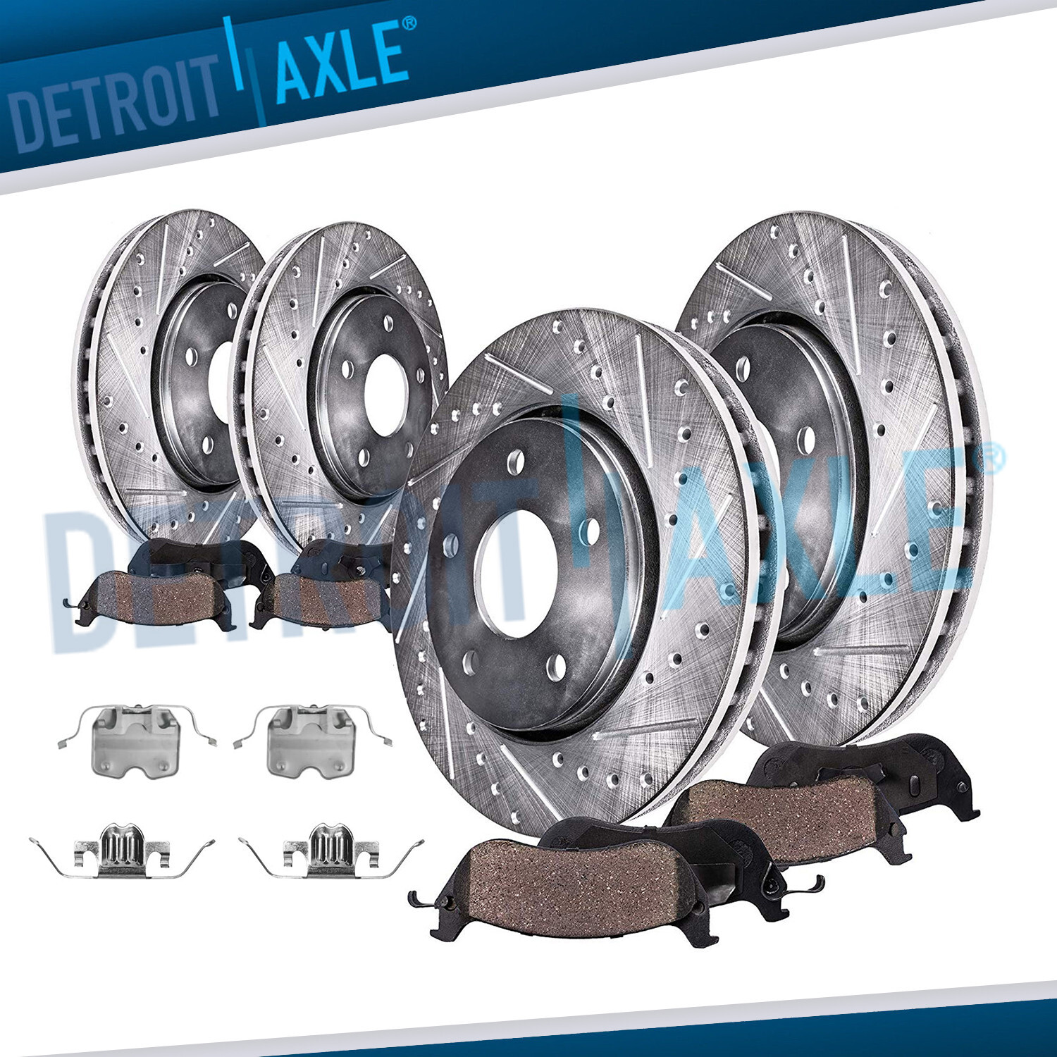 Front and Rear Drilled and Slotted Disc Rotors Brake Pads Kit for for BMW X5 X6
