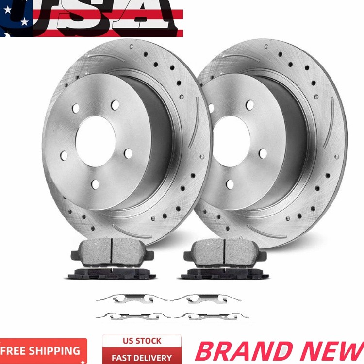 Front Drilled Rotors & Brake Pads for Jeep Patriot Compass Caliber Dodge Avenger
