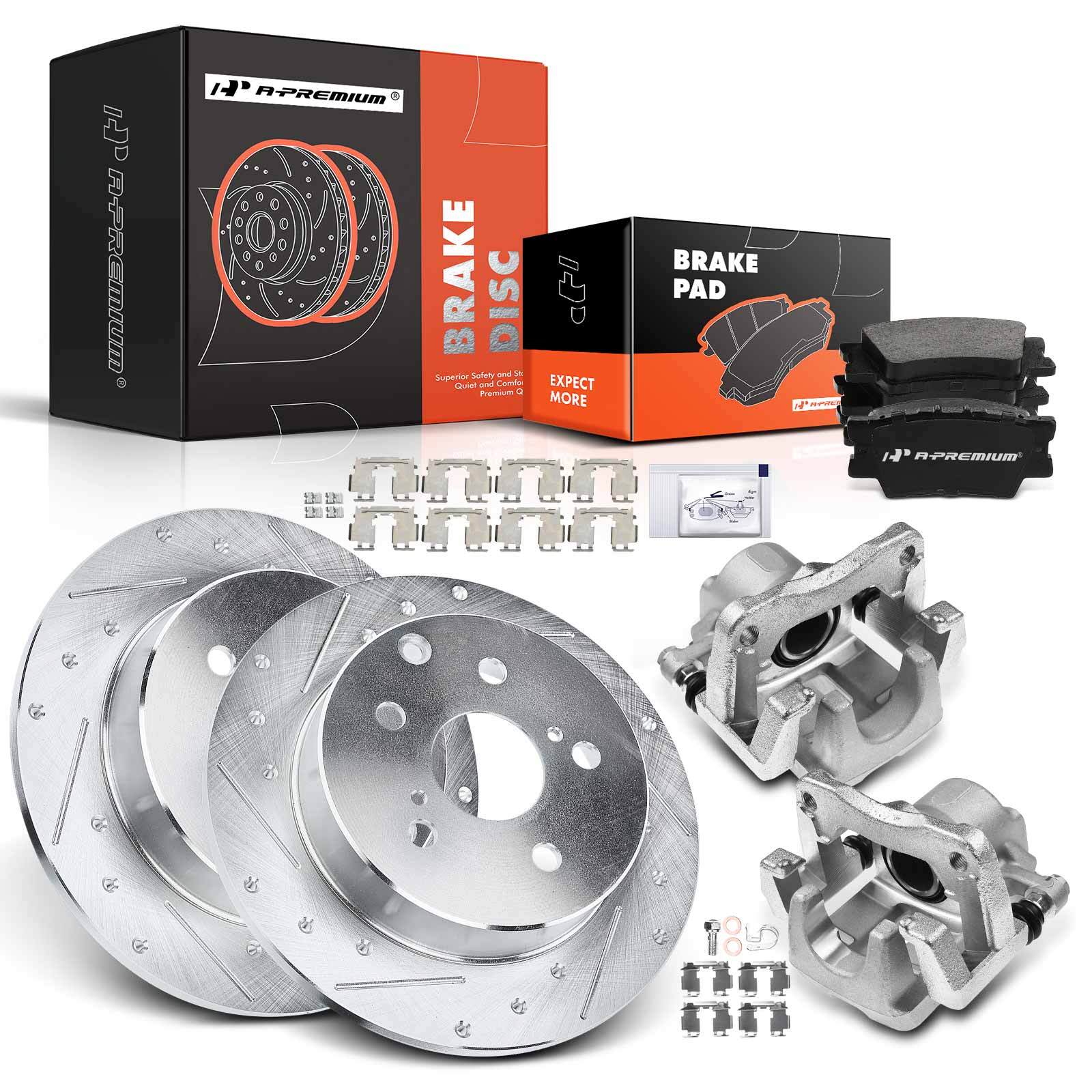 Drilled Brake Rotor & Ceramic Pads + Brake Calipers Rear for Toyota RAV4 06-12