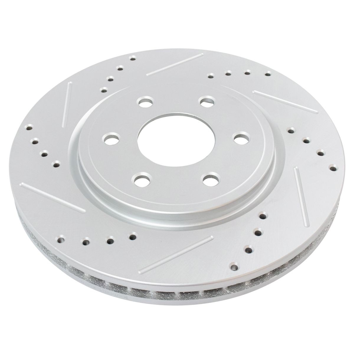 TRQ Performance Brake Rotor Drilled & Slotted Front Coated Pair for Nissan