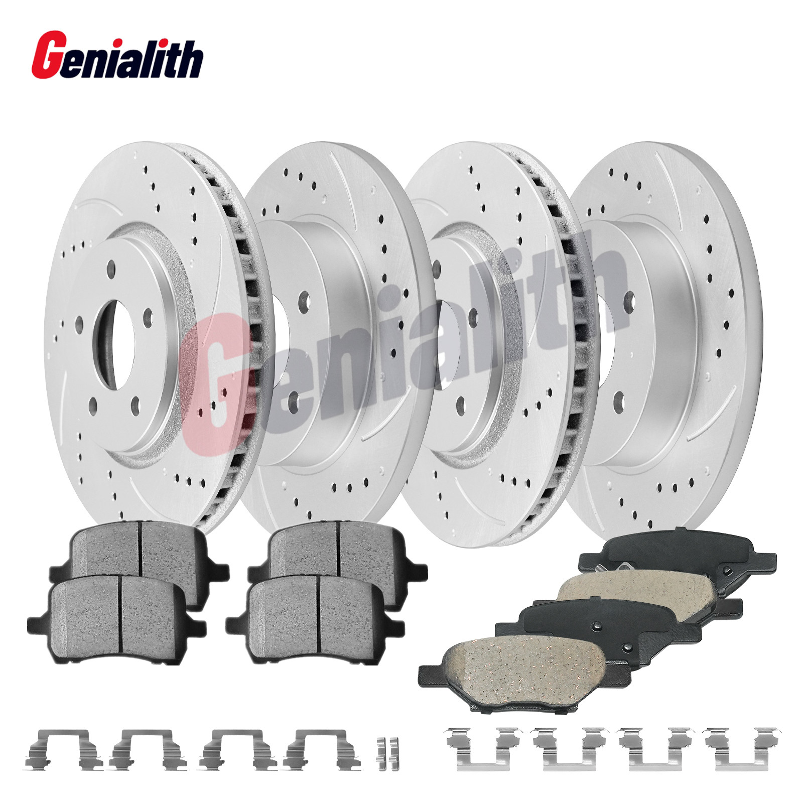 296mm Front & 270mm Rear Drilled Rotors + Brake Pads for Chevrolet Cobalt Malibu