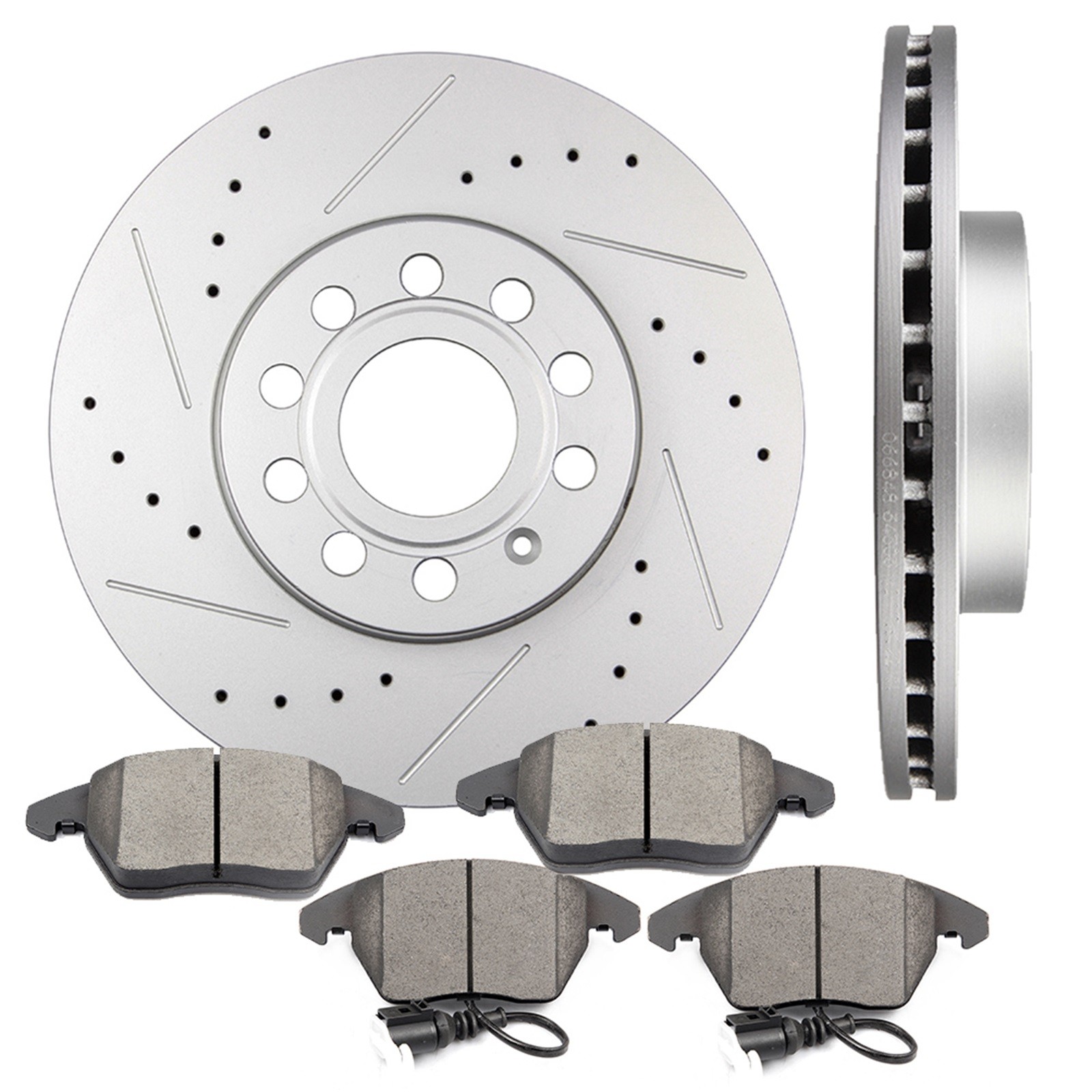 Front Drilled Brake Rotors & Pads for VW Jetta Beetle Rabbit Eos 2010 Golf