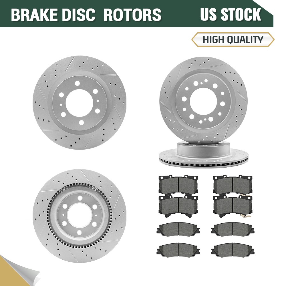 Front Rear Rotors & Ceramic Brake Pads for Toyota Tundra Sequoia Lexus LX600