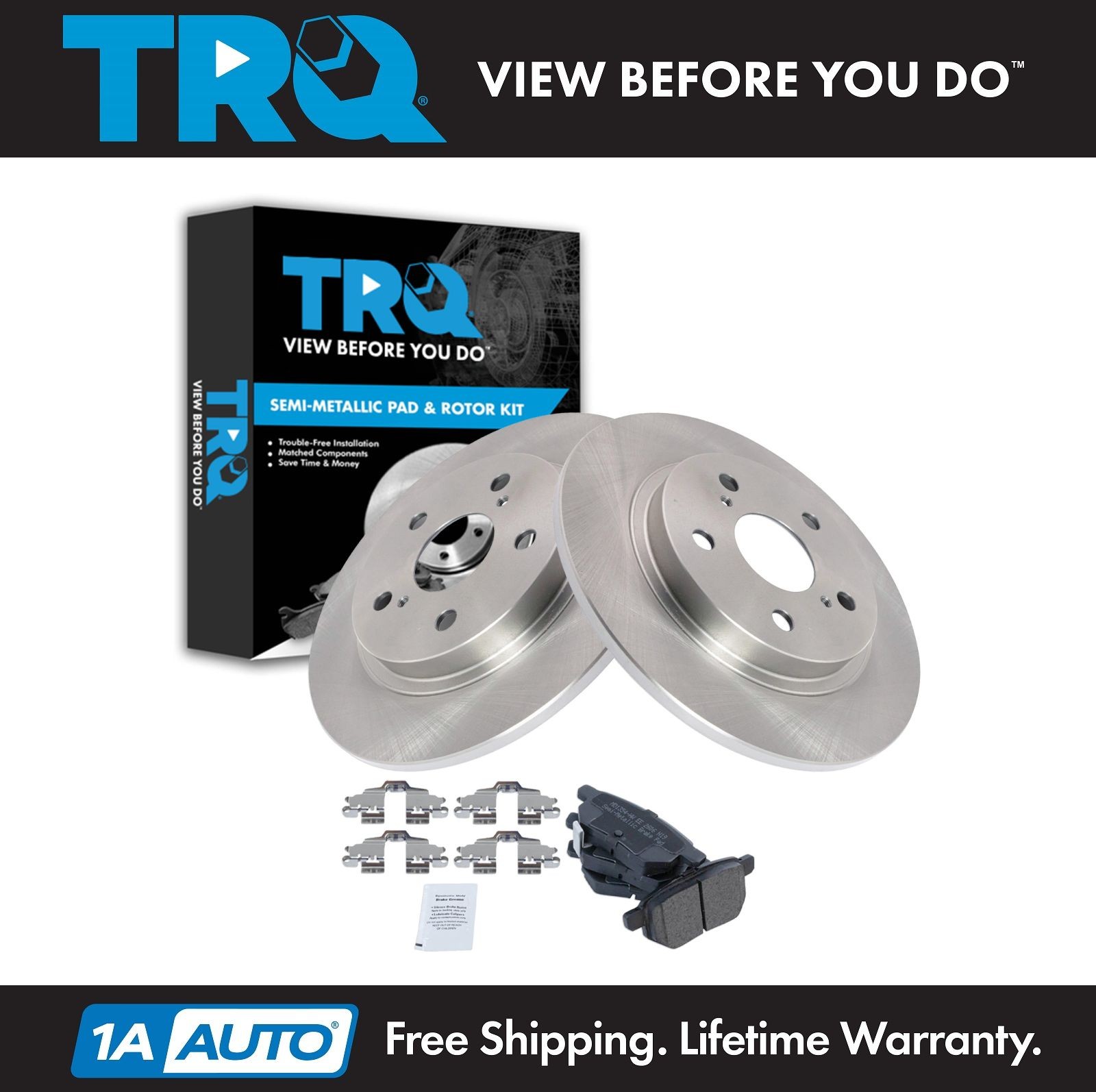 TRQ Rear Metallic Disc Brake Pads Set & 2 Rotors Kit for Matrix Vibe xB