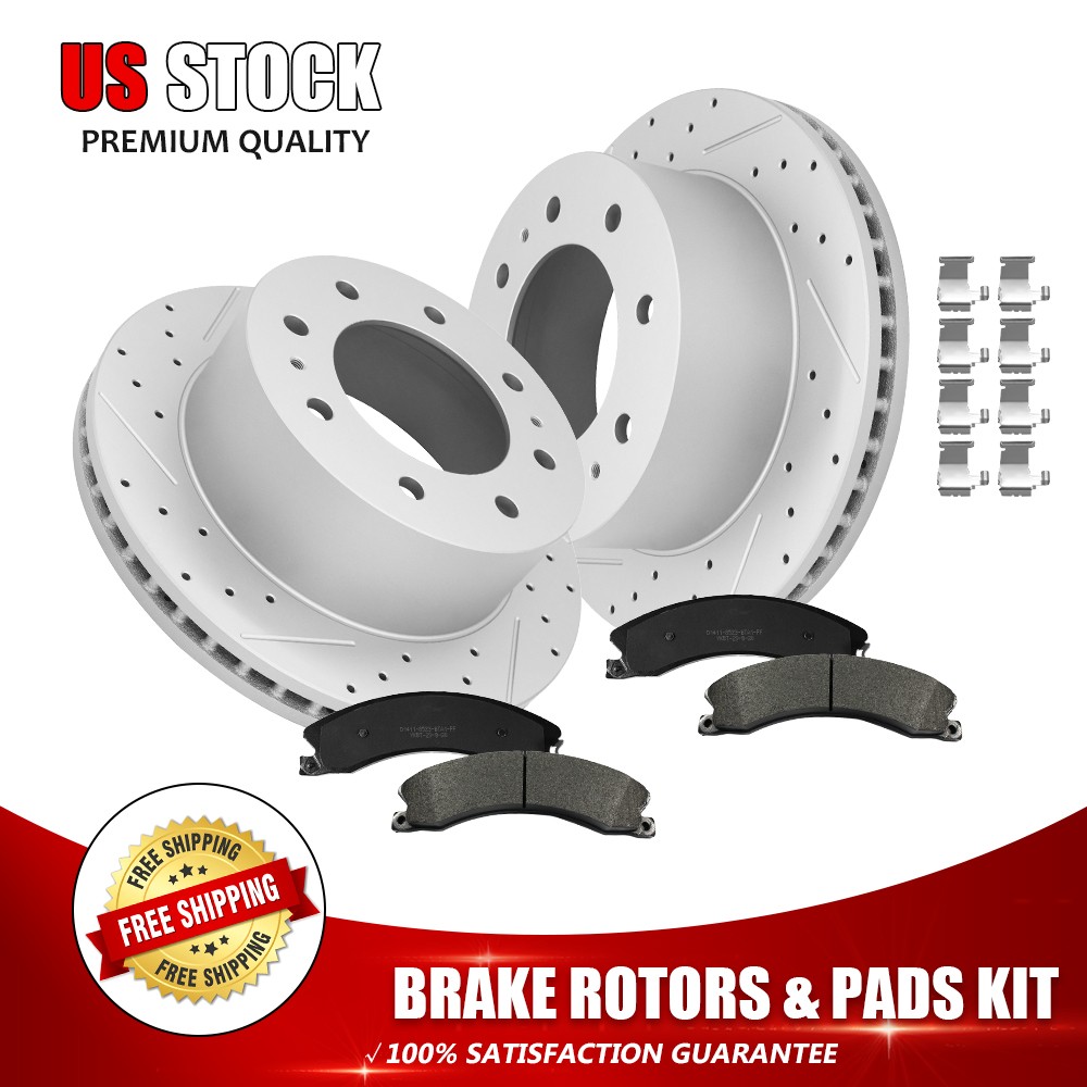 For 2011-2019 Silverado Sierra 2500 3500 Hd Rear Brake Disc Rotors Ceramic Pads
