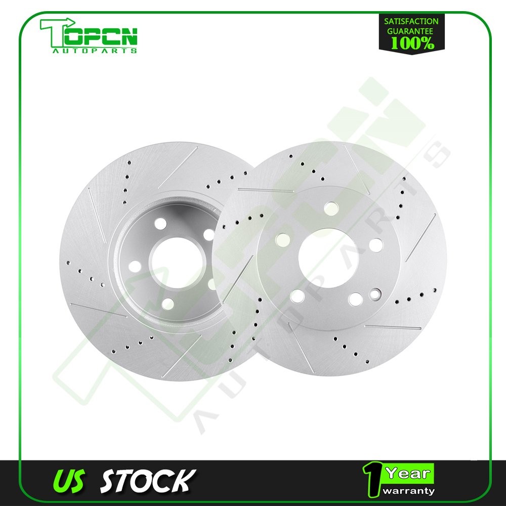 2X Front Discs Brake Rotors For Mercedes-Benz SLK250 2012-2013 Slotted & Drilled