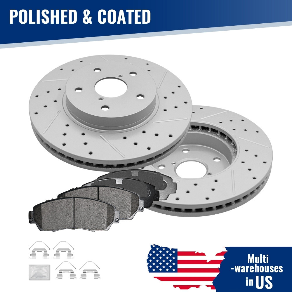 Front Drilled Disc Rotors Ceramic Brake Pads for 2016 – 2019 Subaru Legacy 2.5L