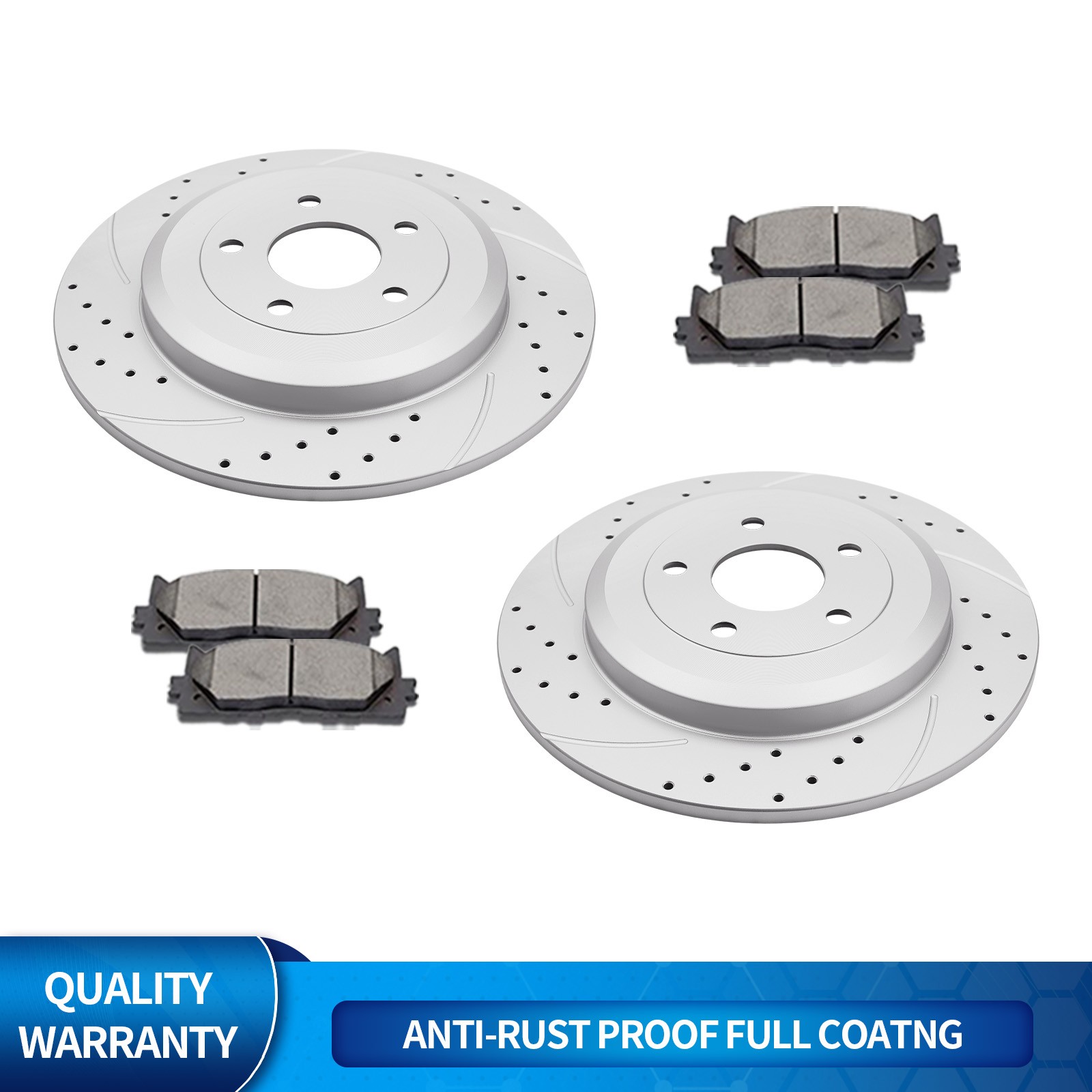 13.00 Inch Rear Drilled Discs Rotor Brake Pad Fit Ford Taurus Explorer Flex MKT