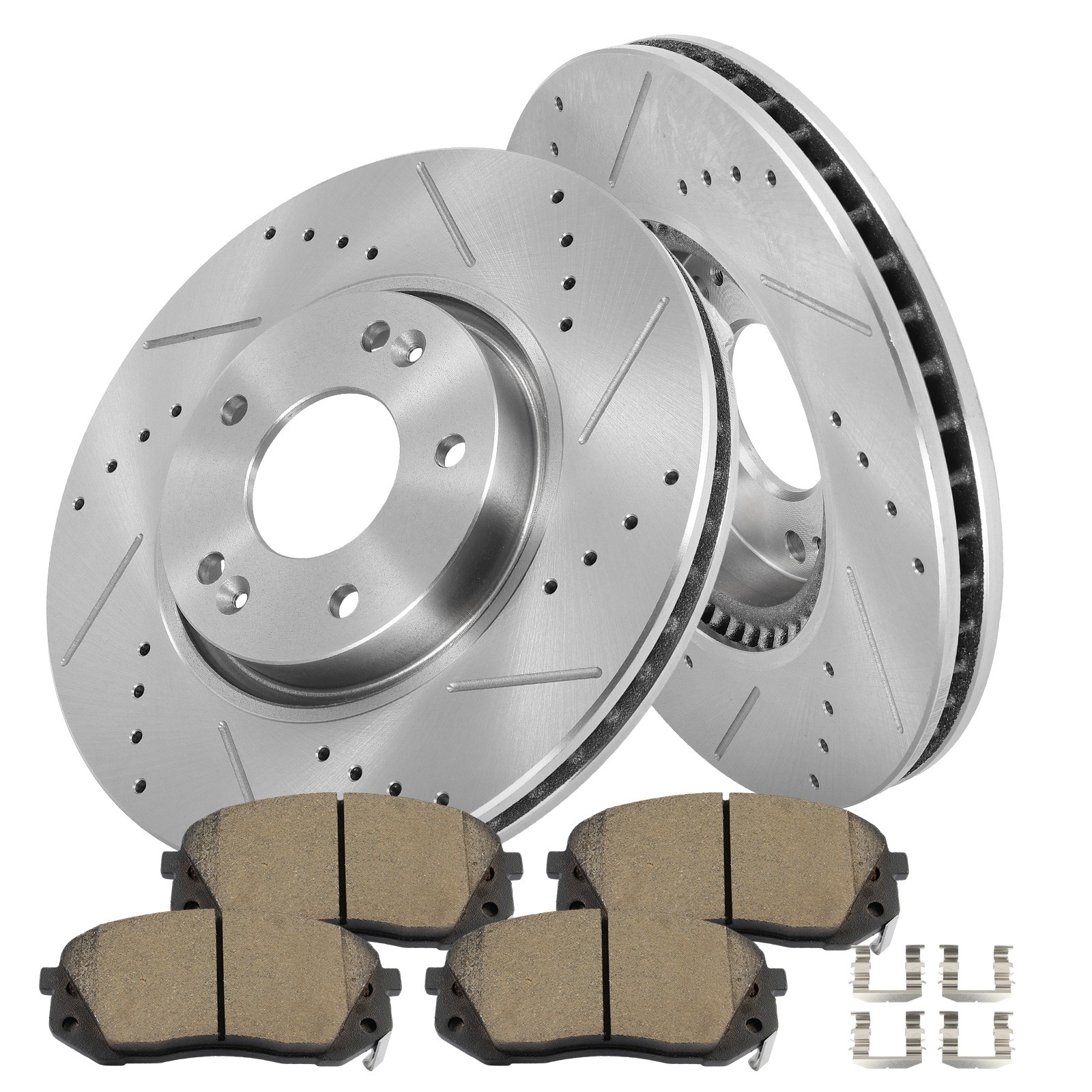 Fits Hyundai For Tucson 2010 2011 2012 AWD 2X Brake Rotors 4X Ceramic Pads Front
