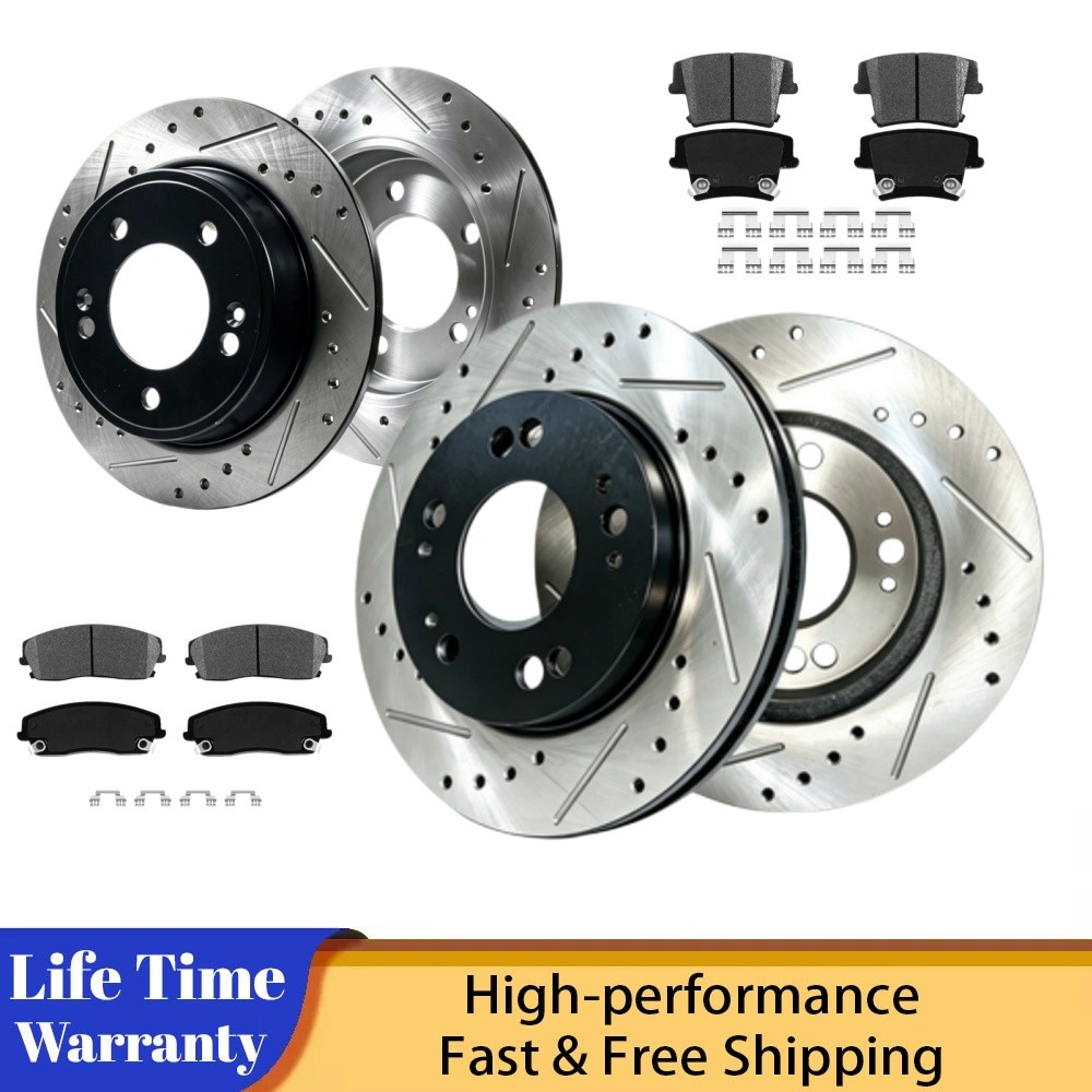 Front Rear Drilled Rotors Brake Pads for Dodge Challenge Chrysler 300 2015-2016