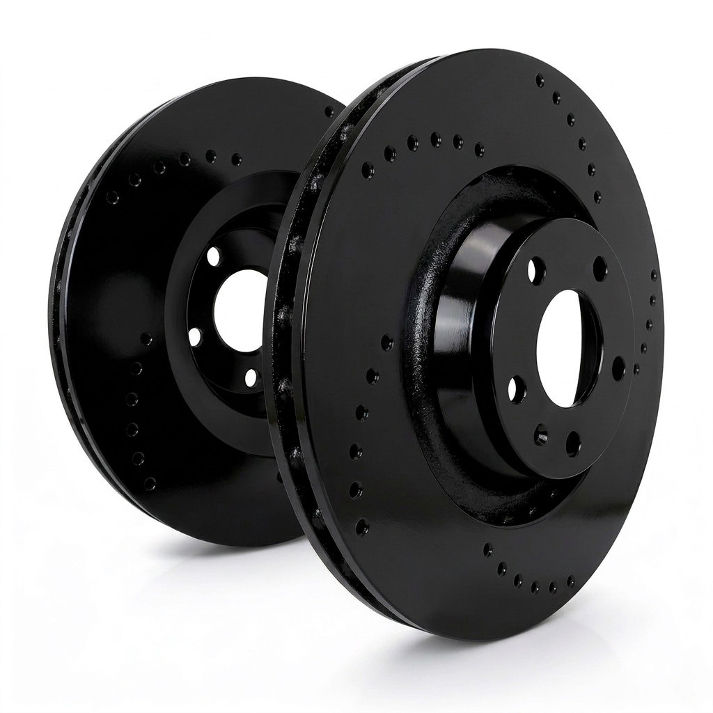 SP Performance C58039D-B Drilled Black Zinc Front Rotors 22-25 Acura MDX Type/S