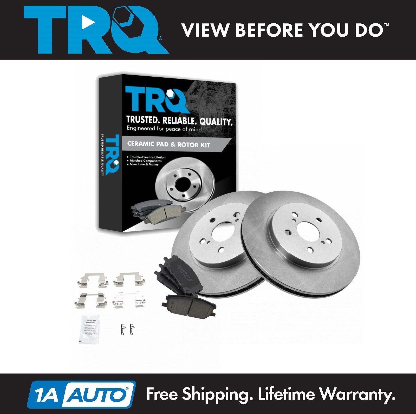 TRQ Brake Pad & Rotor Ceramic Front for Lexus RX330 RX350 Highlander SUV