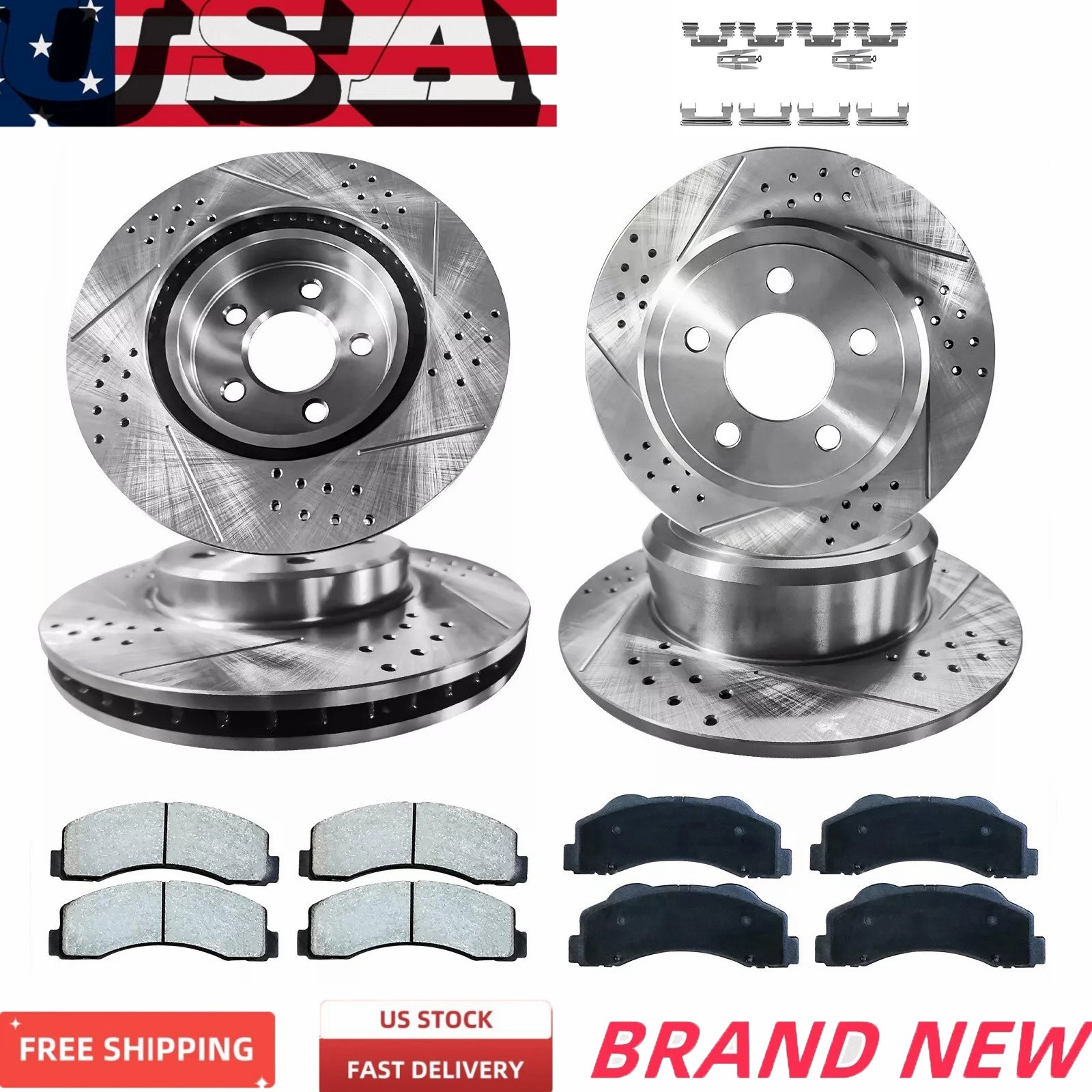 Front Rear Rotors and Brakes Pads for Jeep Compass Avenger Patriot Caliber Dodge