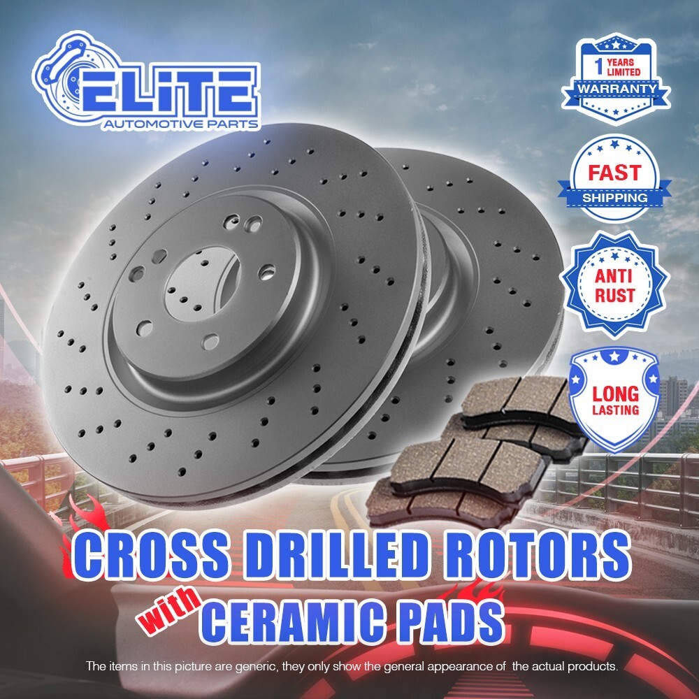 Front Cross Drilled Rotors and Ceramic Pads for 2011-2015 GMC Yukon / Yukon XL