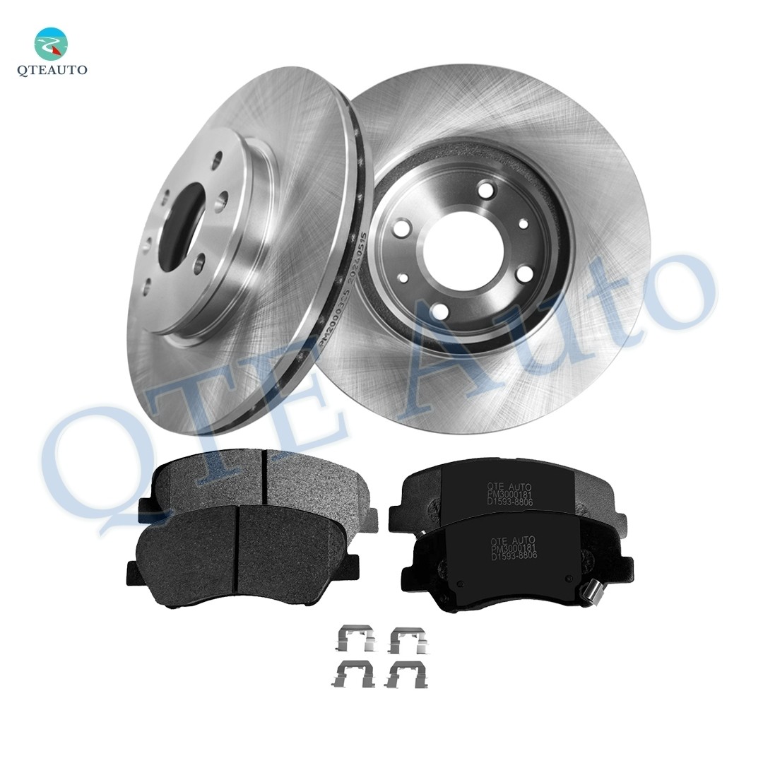 6PC Front 256mm Brake Disc Rotors-Ceramic Brake Pad For 2012-2017 Hyundai Accent