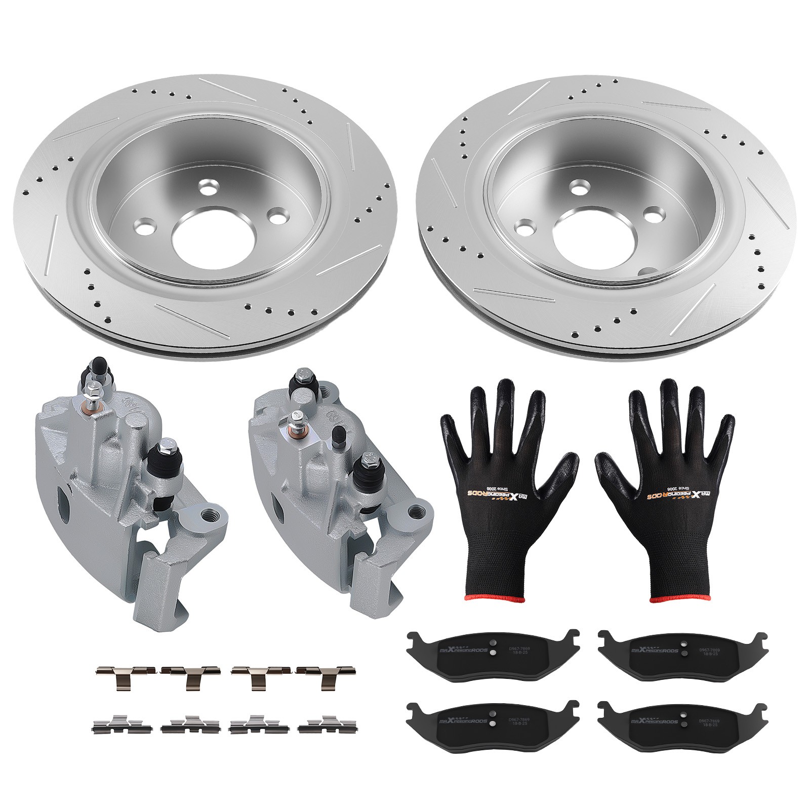 Rear Brake Rotor Caliper & Pad Set For Chrysler Aspen 2007-09/Ram 1500 2011-2018