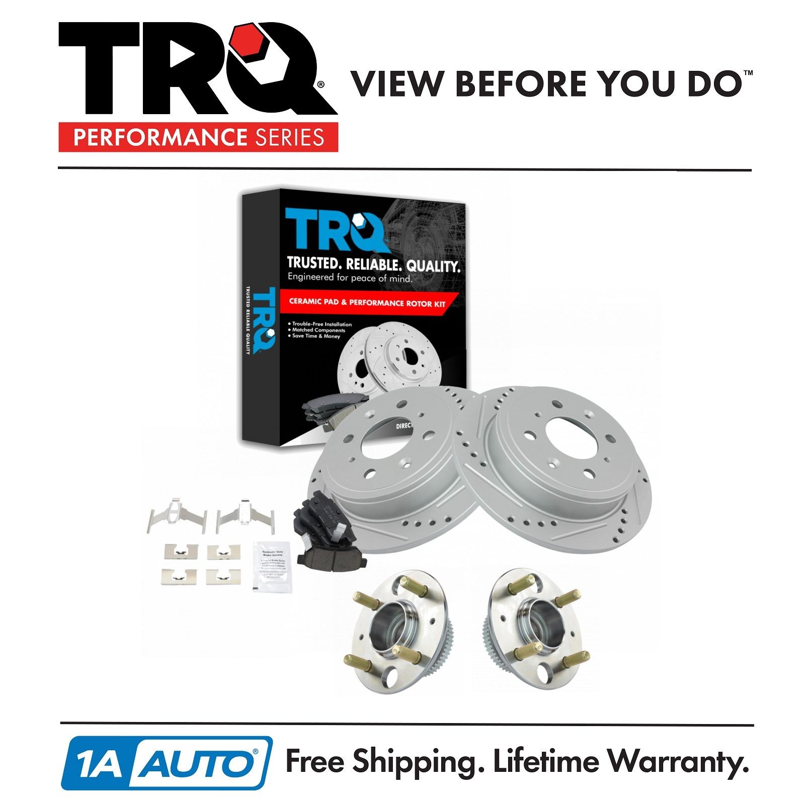 TRQ Performance Rear Brake Pad & Rotor Kit Fits 1990-1994 Acura Integra