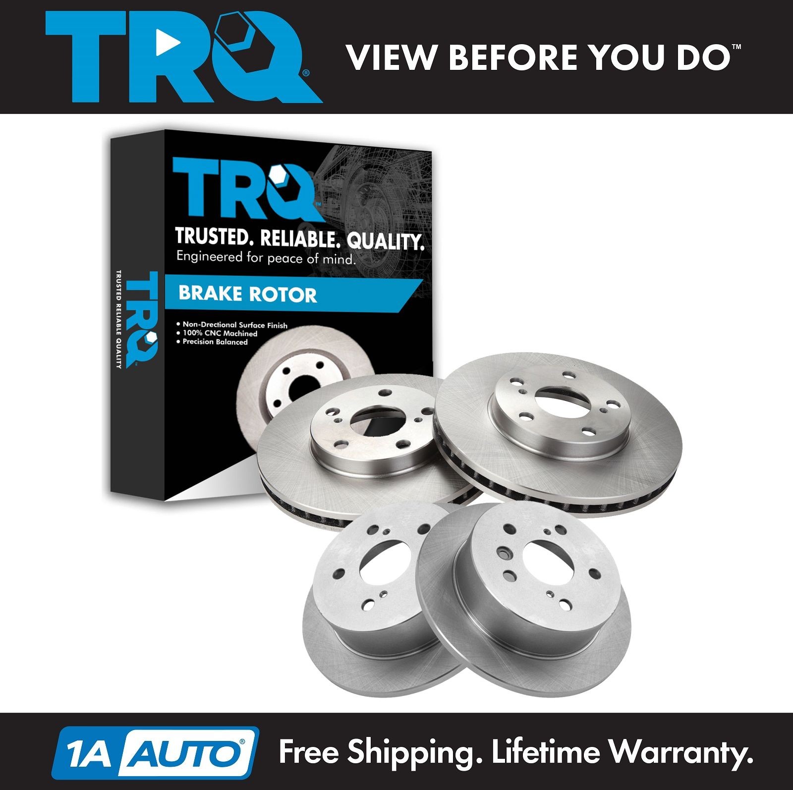 TRQ Front & Rear Brake Rotors Set For 2002-2006 Toyota Camry