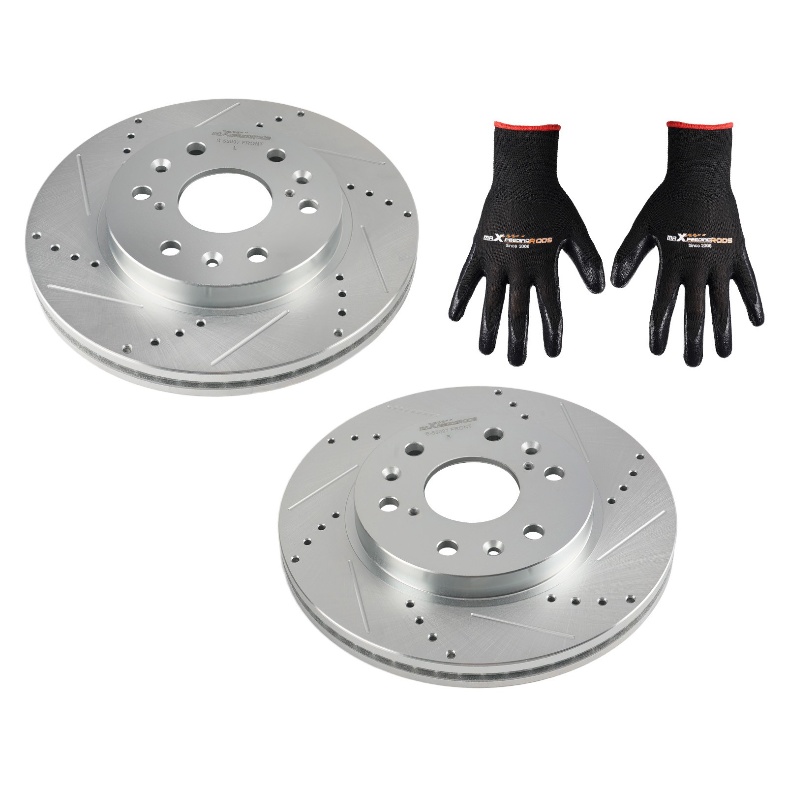 Front Drilled & Slotted Brake Rotor Set for Chevrolet Avalanche 2007-13 S-55097