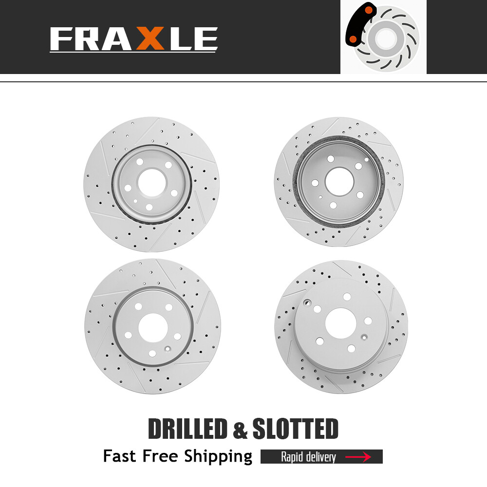 4PCS Front Rear Drilled Brake Rotors Set for 2010-2017 Chevy Equinox GMC Terrain