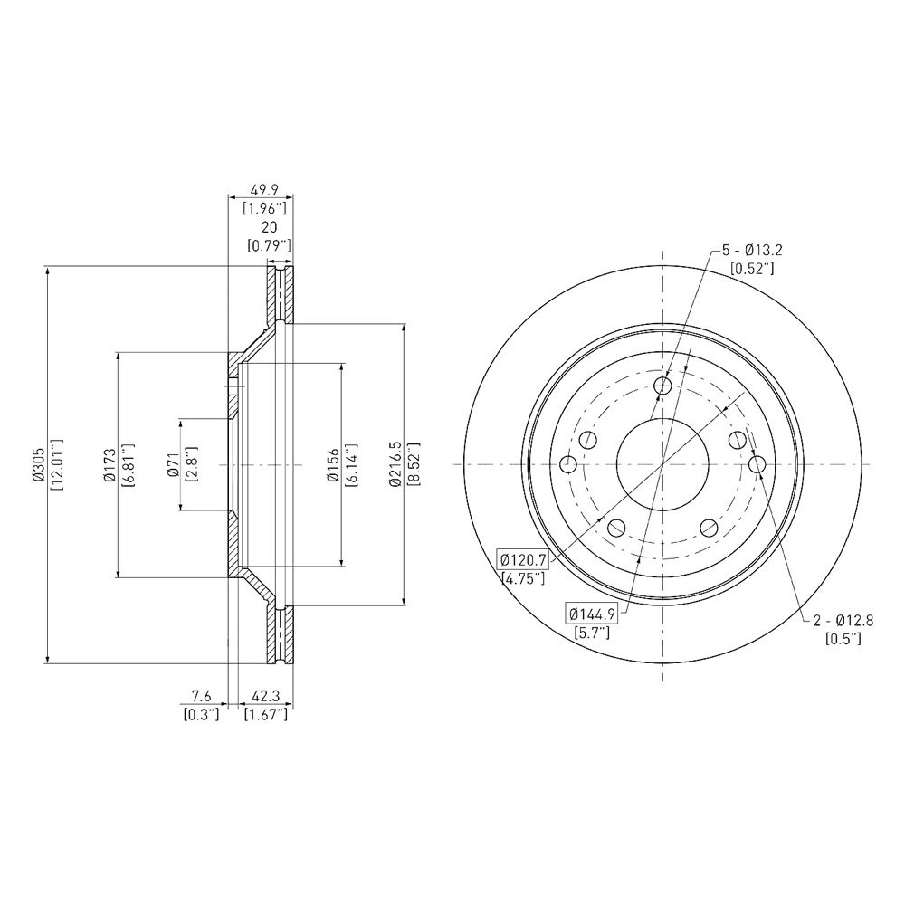 For Chevy Corvette 1988-1996 DFC 604-47022 GeoSpec Vented Rear Brake Rotor