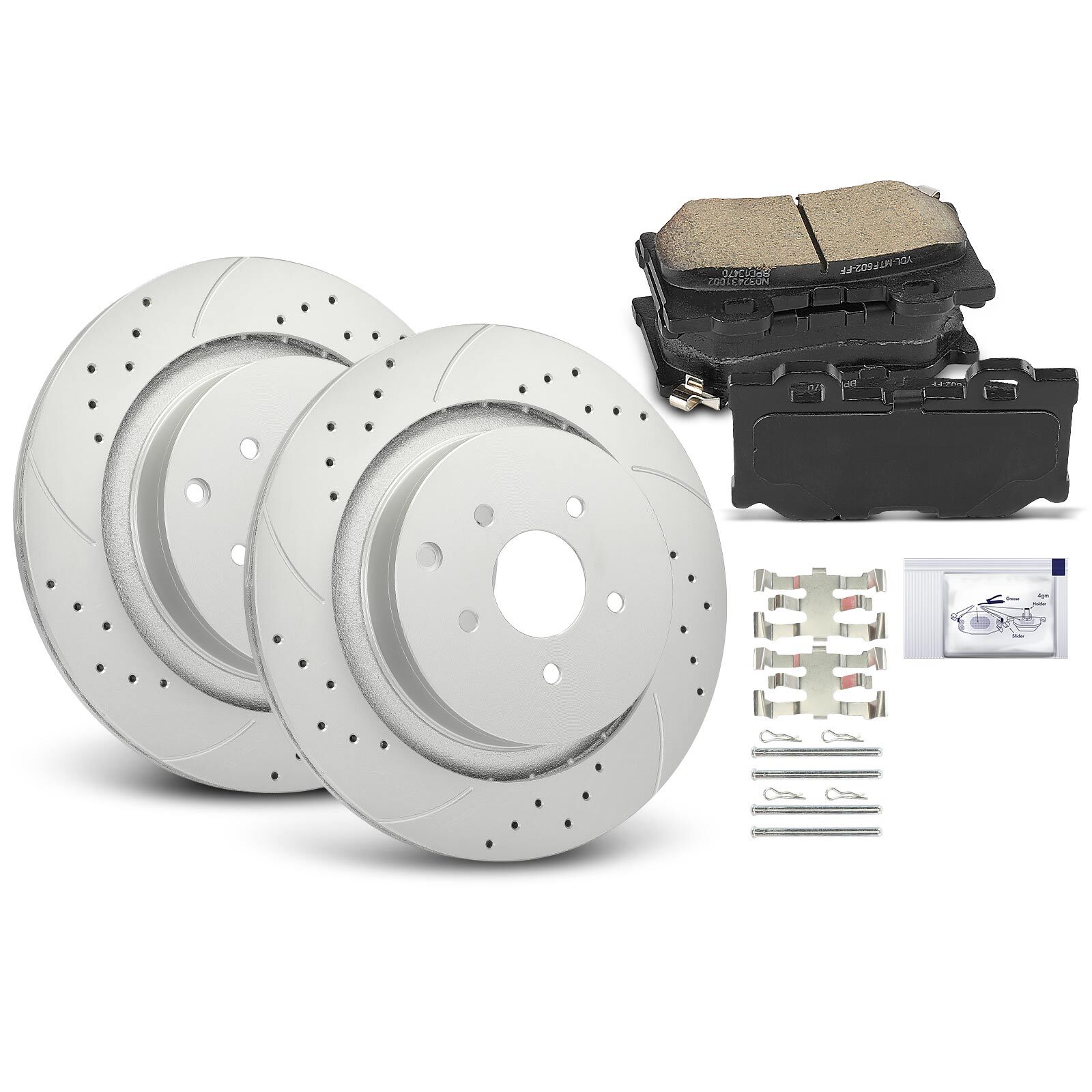 Rear Drilled Brake Rotor & Ceramic Brake Pad for INFINITI Q50 2014-2019 Q60 M37