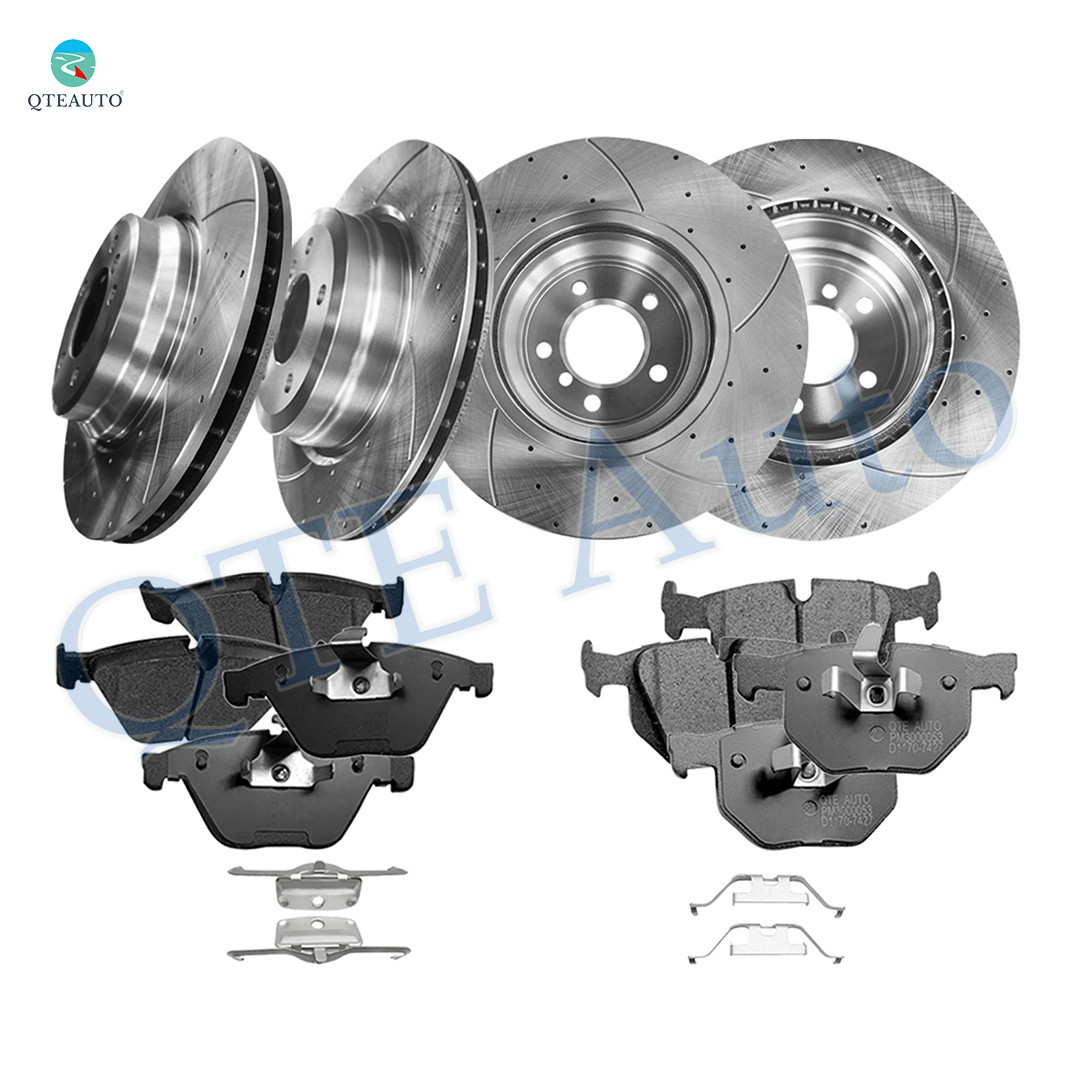 Set 12 F 348-R 336 Drilled Brake Rotors-Ceramic Brake Pad For 2009-2011 BMW 335D