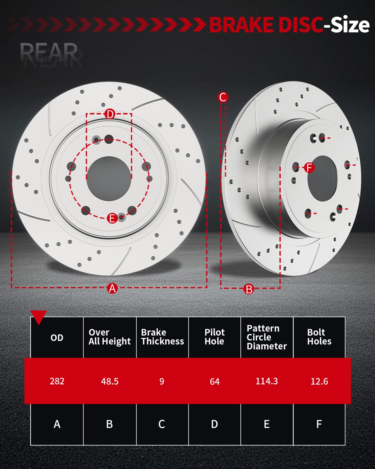 282mm Front Rear Brake Rotors Pads Brake Kits Fit for 2008-2017 Honda Accord LX