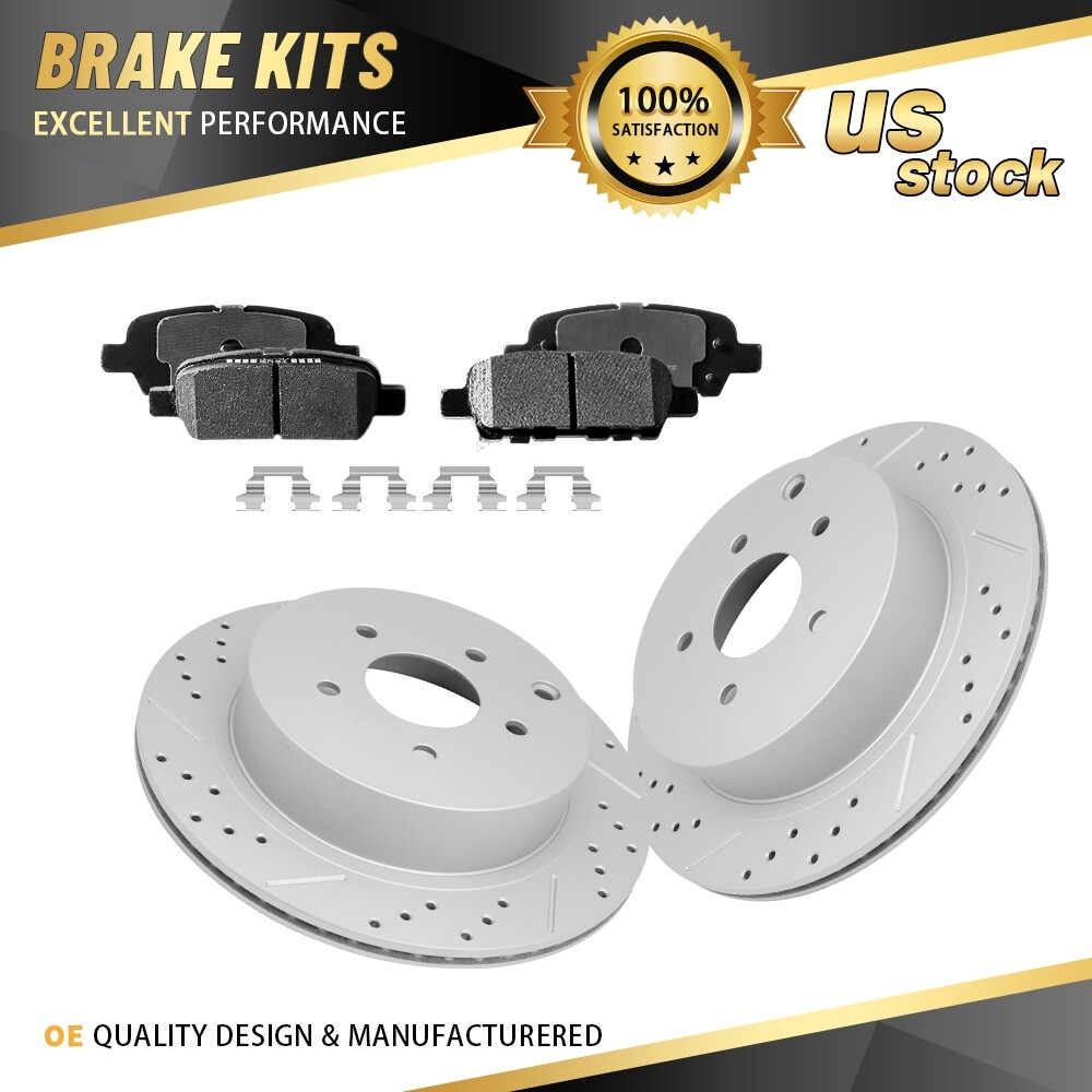 Rear Drilled Rotors + Ceramic Brake Pads for Nissan Murano Pathfinder Quest FX35