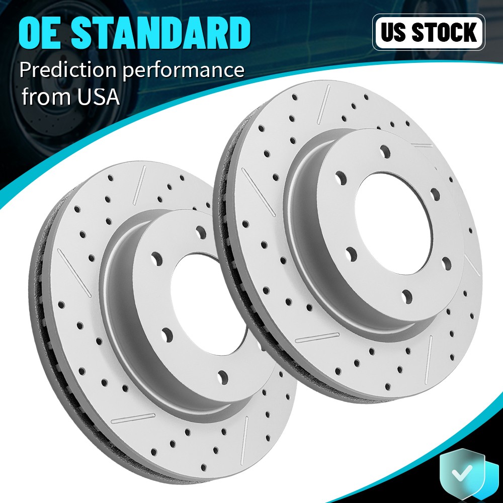 311mm Front Premium Drilled Brake Disc Rotors Set For Ford Ranger 2019 2020-2023