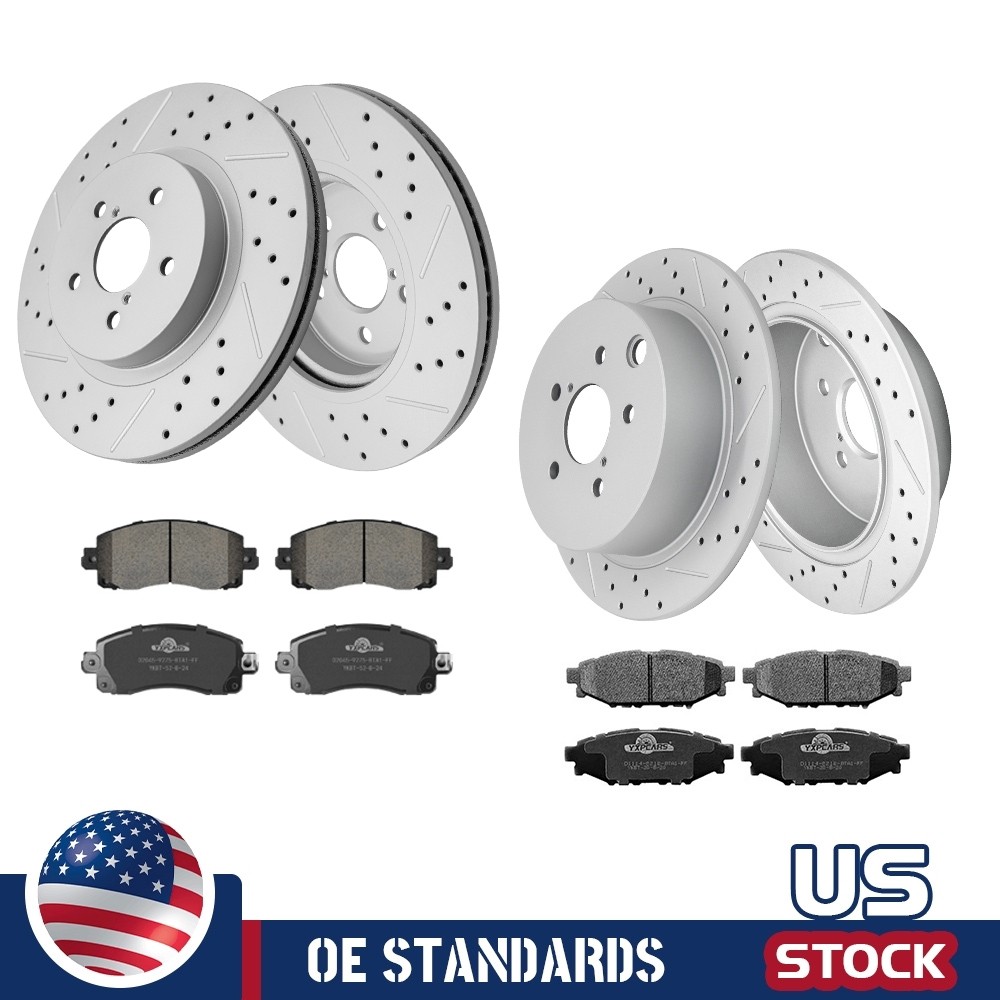 For Subaru Impreza Crosstrek 2018-2023 Front Rear Disc Rotors Ceramic Brake Pads