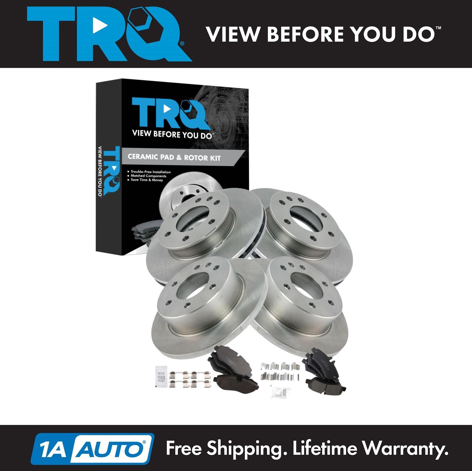 TRQ Front & Rear Brake Pad & Rotor Kit Ceramic Fits 07-18 Sprinter 2500