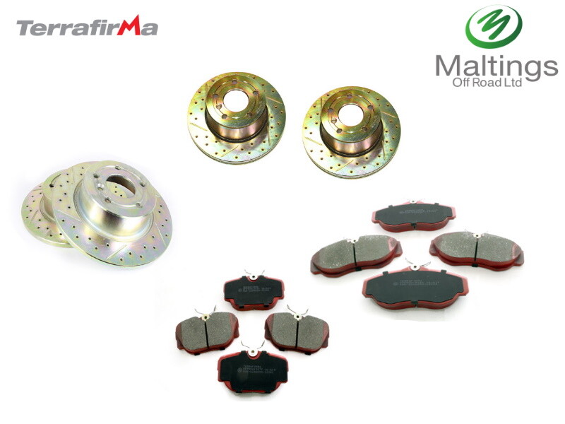 TD5 DRILLED + GROOVED BRAKE DISCS + PADS FITS – DISCOVERY 2 TD5 98-04