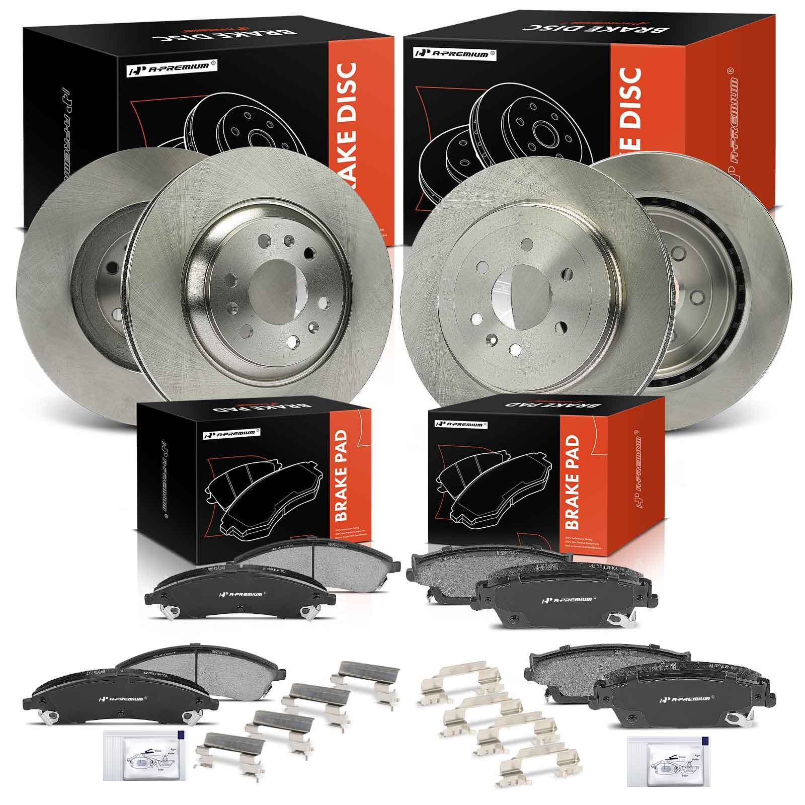 Disc Brake Rotors & Ceramic Brake Pads Front & Rear for Cadillac SRX 2004-2009