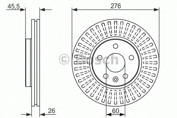 Bosch Brake Disc Front Diameter 276mm 60mm Vented 26mm With Screws 0986479643