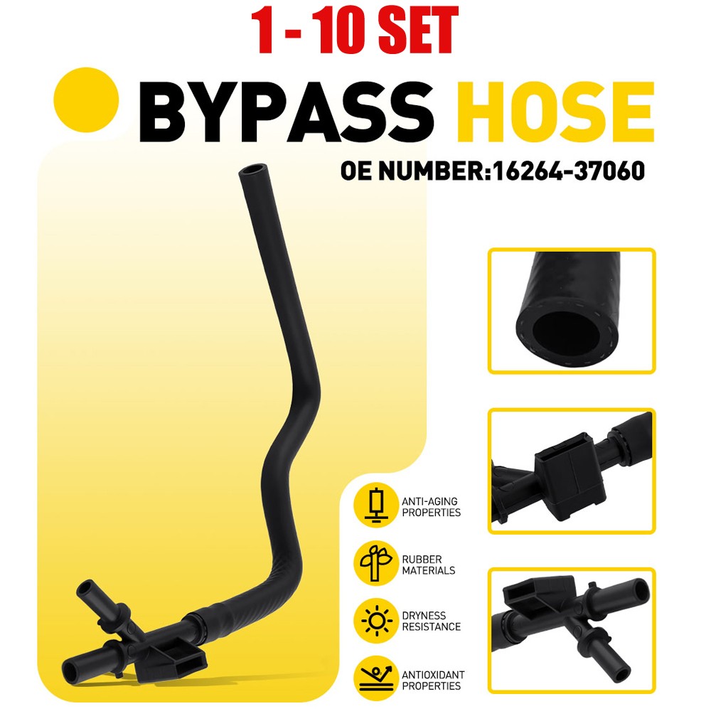 1-10X For 2010-2013 Toyota Prius Radiator Bypass Hose Black Durable 16264-37060
