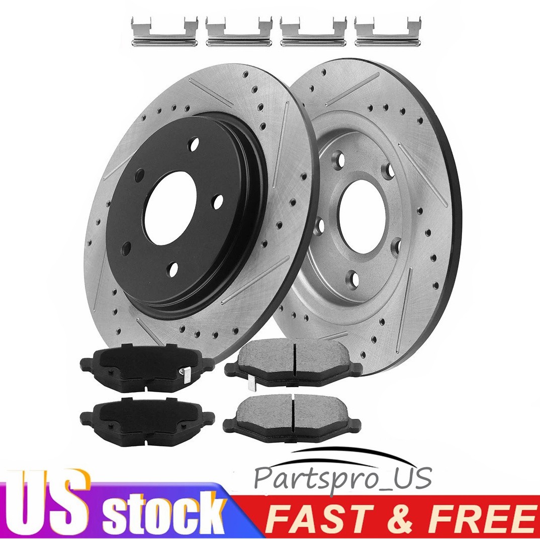 262mm Rear Drilled Rotors Ceramic Brake Pads for Jeep Compass Patriot Sebring