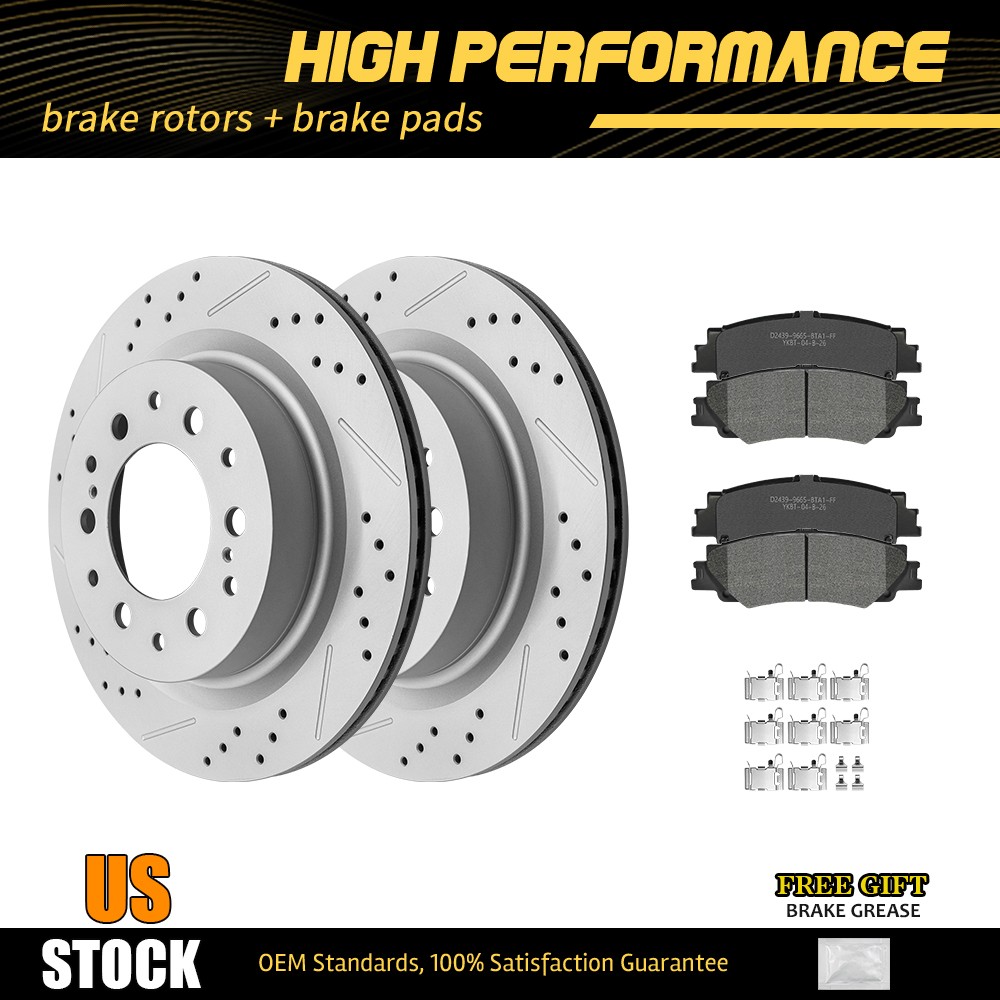 335mm Rear Disc Brake Rotors + Ceramic Pads For Toyota Tundra Lexus LX600