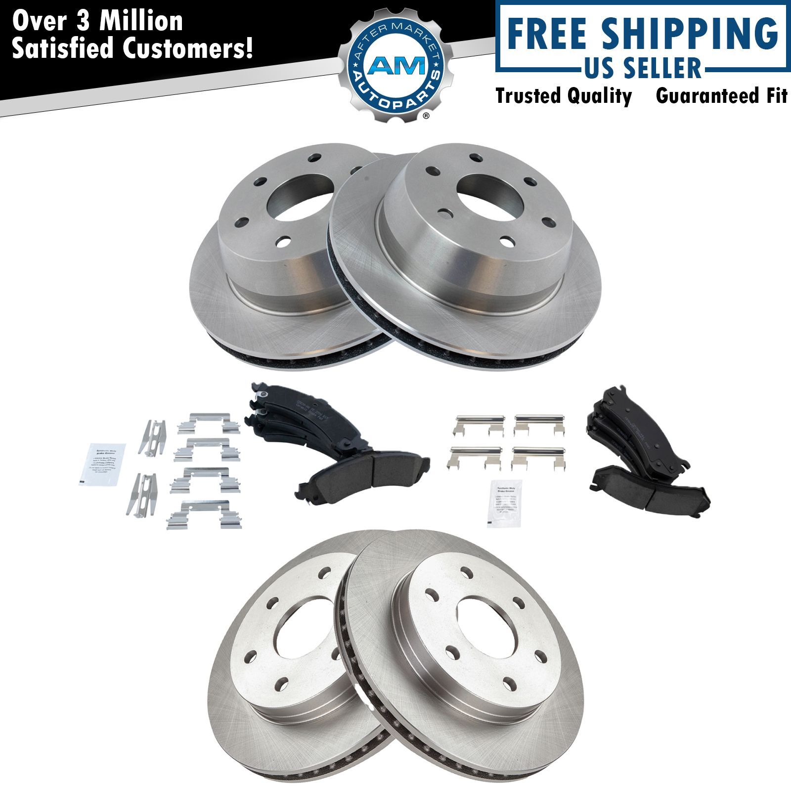 Front & Rear Premium Posi Ceramic Disc Brake Pads & Rotors Kit for GM