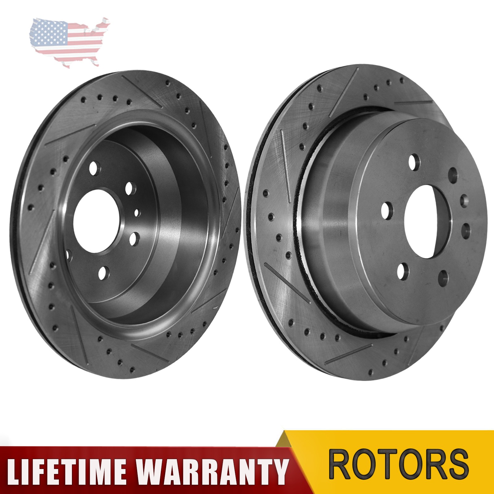 2Pcs 324mm Rear Drilled Brake Rotors for Chevy Colorado GMC Canyon 2015-2022