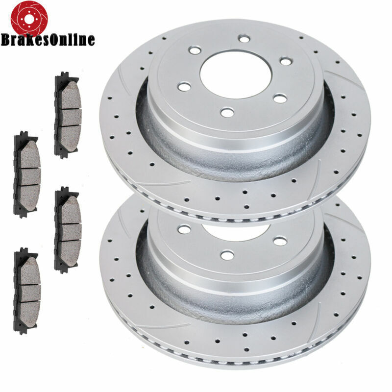 REAR Brake Rotors and Pads Kit fit for Ford F-150 2004 2005-2011 Slotted Drilled