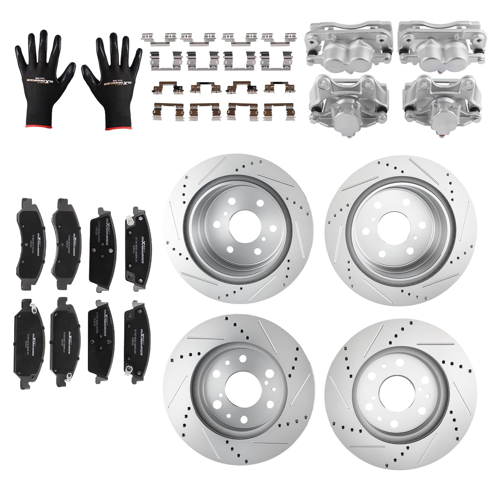 16x Front Rear Brake Rotors+Calipers w/Pads for Cadillac Escalade 2015-2020