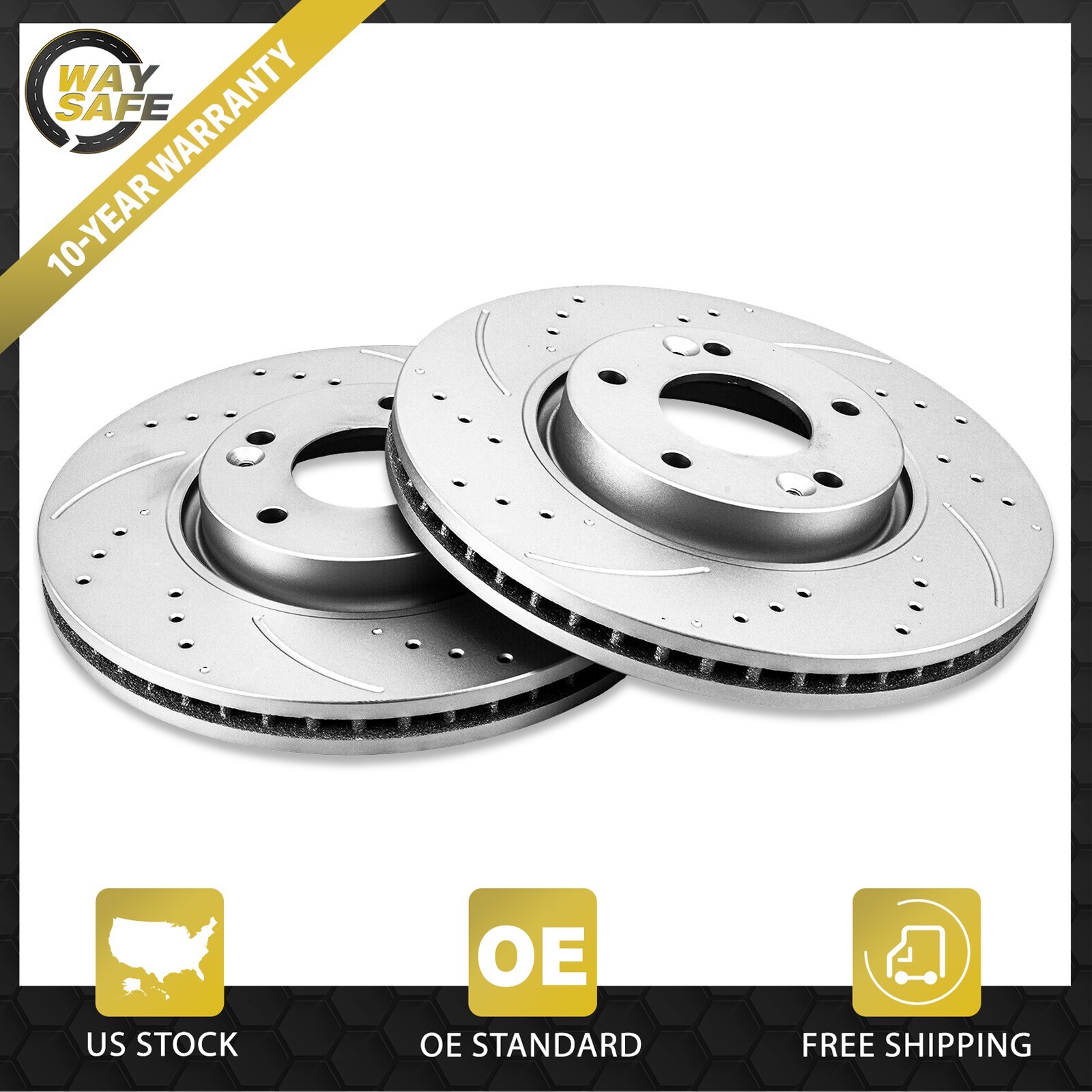 295.9mm Front Brake Rotors for 2007 – 2019 Nissan Altima -Drilled & Slotted