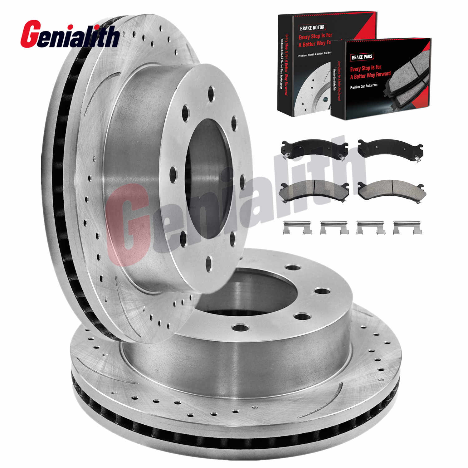 Front Drilled Rotors Brake + Pads for Chevy GMC Sierra Silverado 2500 3500 HD H2
