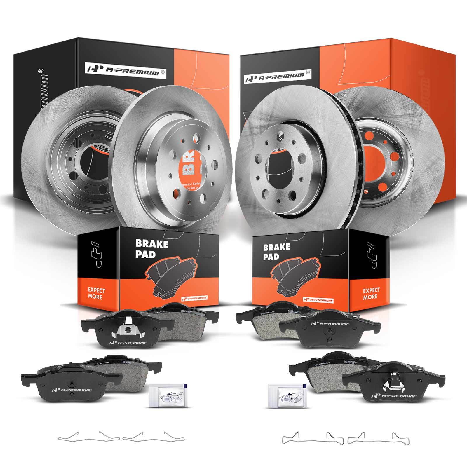 Disc Brake Rotors & Brake Pads Front and Rear for Volvo S60 01-09 S80 XC70 V70