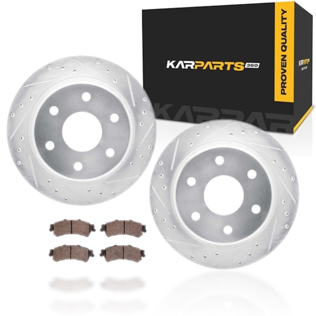 For GMC Yukon/Yukon XL 1500 2000-2002 Rotor Set | Silver | Drilled and Slotted